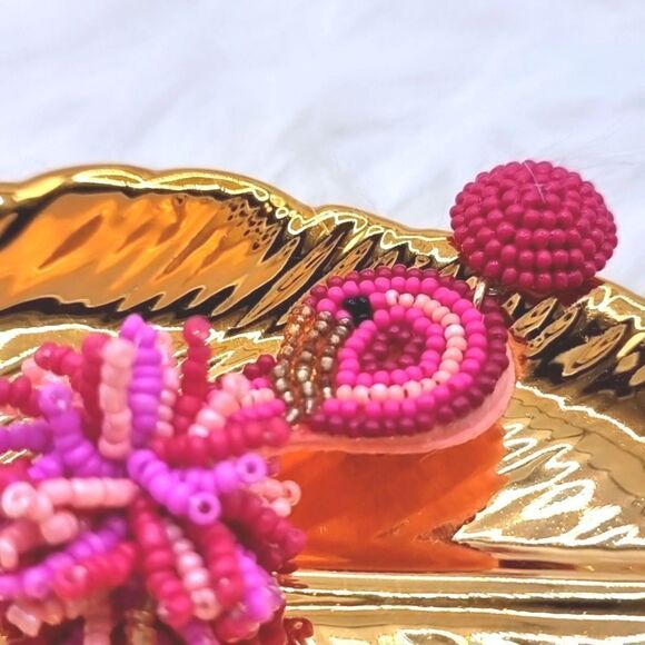 New C & C California FLAMINGO beaded earrings - Picture 7 of 12